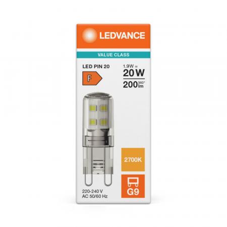 Ledvance G9 LED Stiftsockel Lampe PIN 1,9W wie 20W 2700K warmweißes Licht